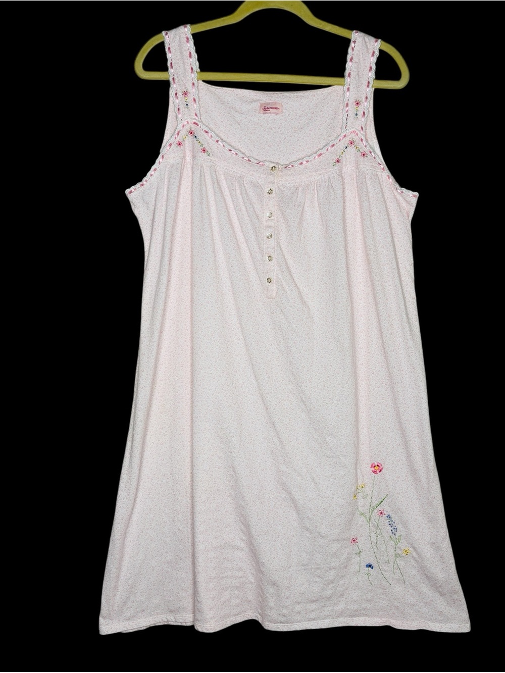 nightgown pajamas embroidered pink floral soft cozy secret treasures vintage xl